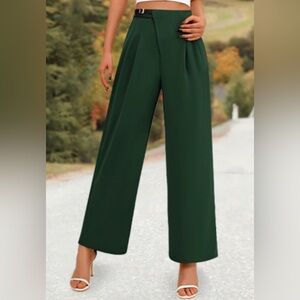 Women’s Hunter Green Palazzo Pants With Two Side Pockets